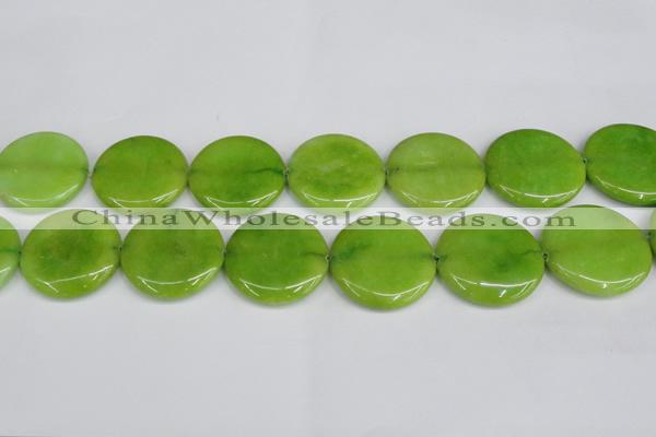 CCN3856 15.5 inches 35mm flat round candy jade beads wholesale