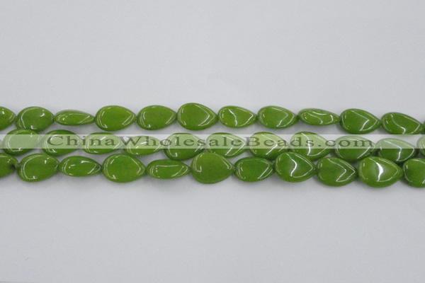 CCN3868 15.5 inches 13*18mm flat teardrop candy jade beads