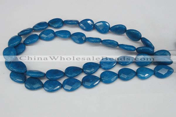 CCN387 15.5 inches 15*20mm faceted flat teardrop candy jade beads