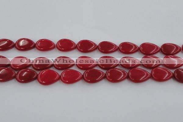 CCN3879 15.5 inches 15*20mm flat teardrop candy jade beads