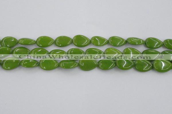 CCN3883 15.5 inches 15*20mm flat teardrop candy jade beads