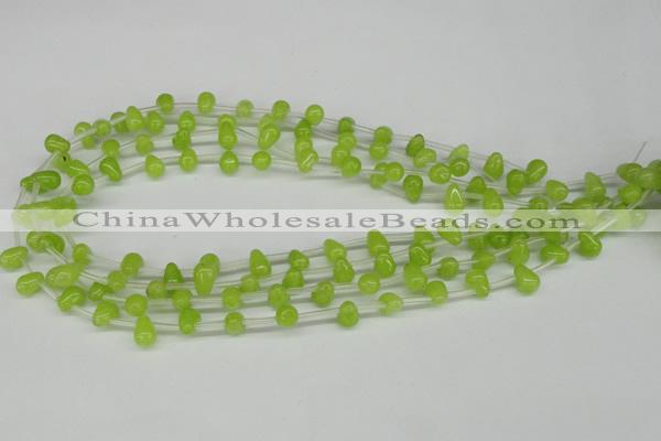 CCN438 15.5 inches Top-drilled 6*9mm teardrop candy jade beads