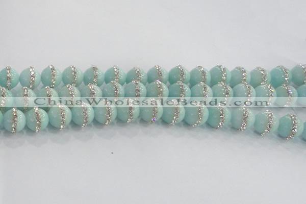 CCN4612 15.5 inches 10mm round candy jade with rhinestone beads