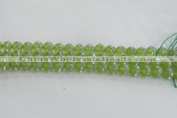 CCN4622 15.5 inches 10mm round candy jade with rhinestone beads