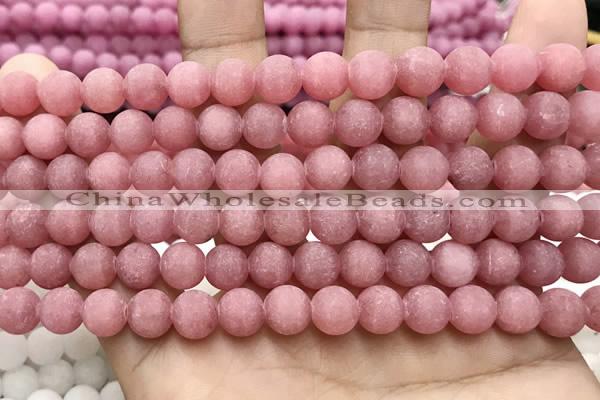 CCN5596 15 inches 8mm round matte candy jade beads Wholesale