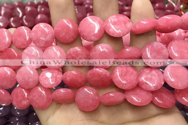 CCN5881 15 inches 15mm flat round candy jade beads Wholesale