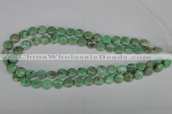 CCO111 15.5 inches 12mm flat round dyed natural chrysotine beads