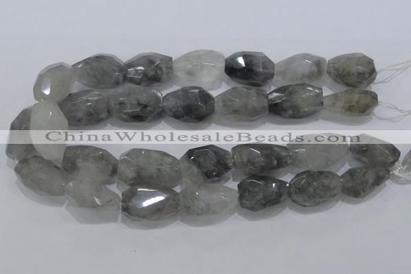 CCQ233 15.5 inches 20*30mm faceted nugget cloudy quartz beads