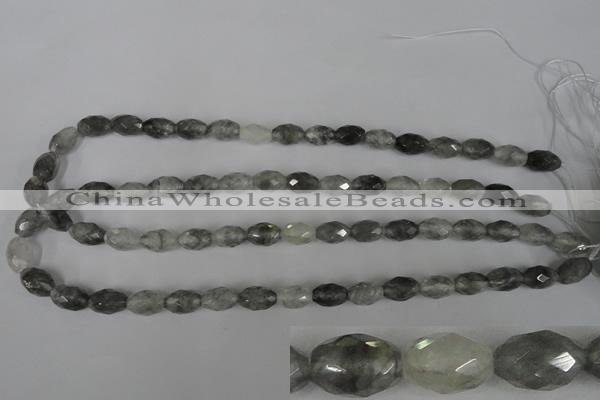 CCQ348 15.5 inches 8*12mm faceted rice cloudy quartz beads wholesale