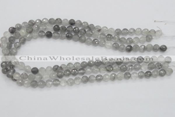 CCQ59 15.5 inches 8mm faceted round cloudy quartz beads wholesale