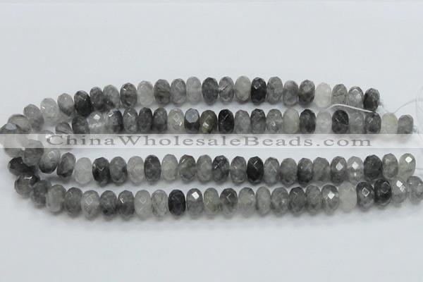 CCQ76 15.5 inches 8*14mm faceted rondelle cloudy quartz beads wholesale