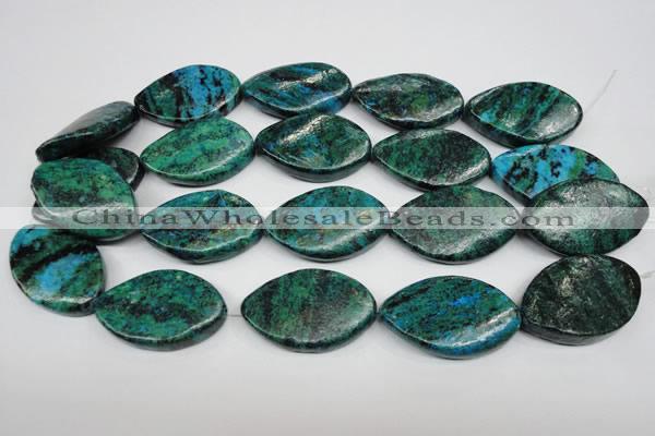 CCS485 15.5 inches 25*40mm twisted marquise dyed chrysocolla gemstone beads