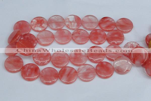 CCY154 15.5 inches 25mm flat round cherry quartz beads wholesale