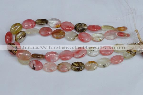 CCY217 15.5 inches 13*18mm oval volcano cherry quartz beads