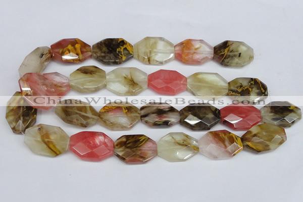 CCY231 15.5 inches 20*30mm faceted octagonal volcano cherry quartz beads