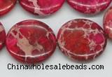 CDE18 15.5 inches 25mm flat round dyed sea sediment jasper beads