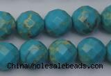 CDE2156 15.5 inches 18mm faceted round dyed sea sediment jasper beads