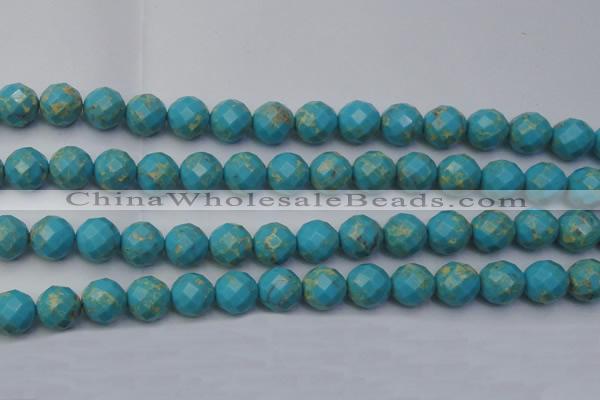 CDE2157 15.5 inches 20mm faceted round dyed sea sediment jasper beads