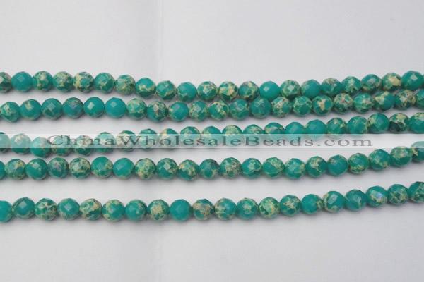 CDE2171 15.5 inches 8mm faceted round dyed sea sediment jasper beads