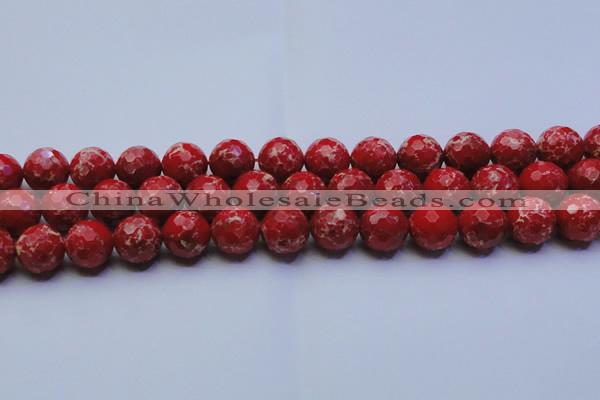 CDE2515 15.5 inches 16mm faceted round dyed sea sediment jasper beads