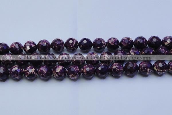 CDE2537 15.5 inches 18mm faceted round dyed sea sediment jasper beads