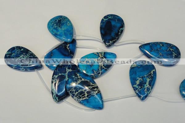 CDE345 Top-drilled 30*50mm flat teardrop dyed sea sediment jasper beads