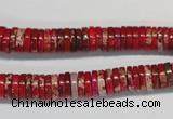 CDE601 15.5 inches 2*8mm heishi dyed sea sediment jasper beads