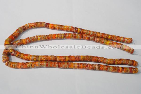 CDE734 15.5 inches 3*8mm heishi dyed sea sediment jasper beads