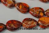 CDE754 15.5 inches 13*18mm flat teardrop dyed sea sediment jasper beads