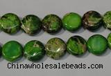 CDE936 15.5 inches 10mm flat round dyed sea sediment jasper beads