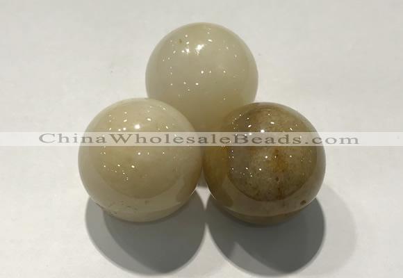 CDN1153 30mm round yellow jade decorations wholesale