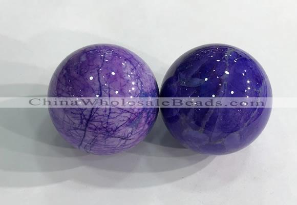 CDN1218 40mm round dyed white howlite decorations wholesale