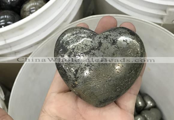 CDN41 65*70mm heart pyrite gemstone decorations