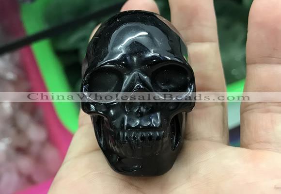 CDN554 35*50*40mm skull black agate decorations wholesale