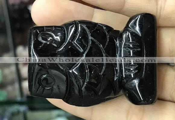 CDN577 35*50mm owl black agate decorations wholesale