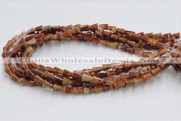 CDQ05 15.5 inches 8*11mm trumpet-shaped natural red quartz beads