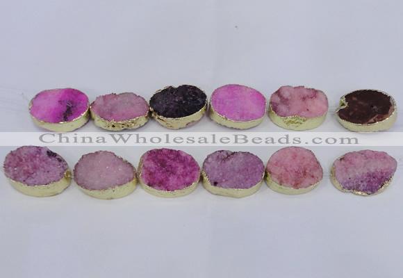 CDQ503 20*30mm - 22*30mm oval druzy quartz beads wholesale