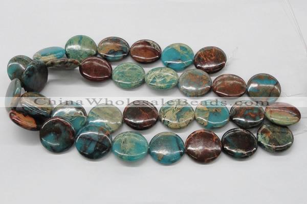 CDS15 16 inches 25mm flat round dyed serpentine jasper beads wholesale