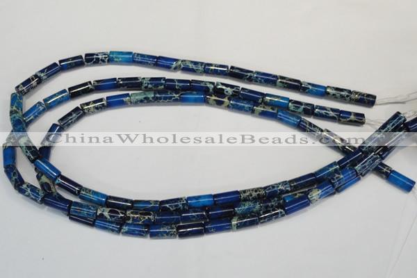 CDT226 15.5 inches 6*12mm tube dyed aqua terra jasper beads