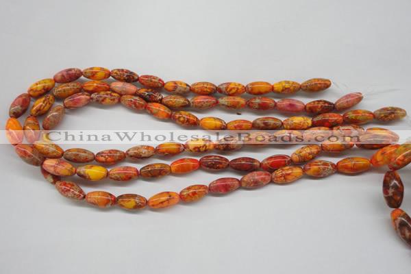 CDT510 15.5 inches 8*16mm rice dyed aqua terra jasper beads