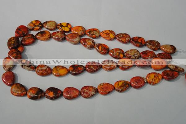 CDT754 15.5 inches 13*18mm flat teardrop dyed aqua terra jasper beads