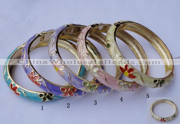 CEB14 5pcs 10mm width gold plated alloy with enamel bangles wholesale