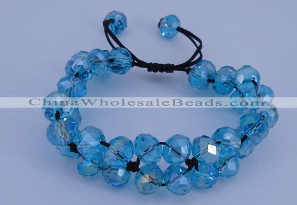 CFB582 8*10mm faceted rondelle crystal beads adjustable bracelet