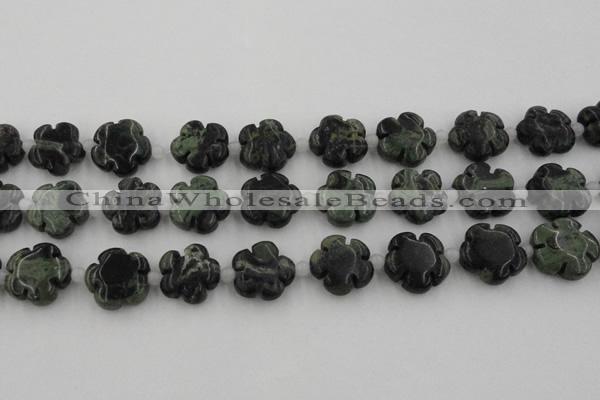 CFG1027 15.5 inches 16mm carved flower kambaba jasper beads