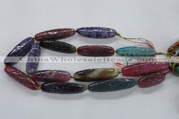 CFG1116 15.5 inches 13*50mm - 13*65mm carved rice agate beads