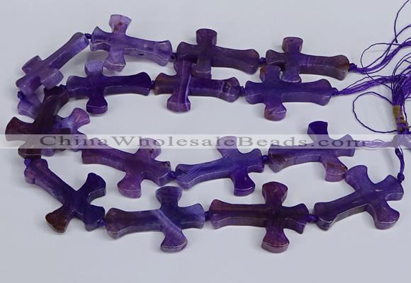 CFG1232 15.5 inches 32*45mm - 35*48mm cross dragon veins agate beads