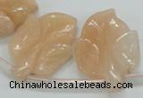 CFG14 15.5 inches 20*26mm carved leaf pink aventurine jade beads