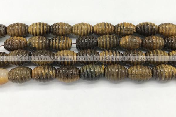 CFG1508 15.5 inches 15*20mm carved rice tiger eye beads