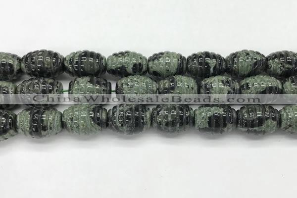 CFG1510 15.5 inches 15*20mm carved rice kambaba jasper beads