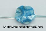 CFG18 15.5 inches 24mm carved flower blue crazy lace agate beads